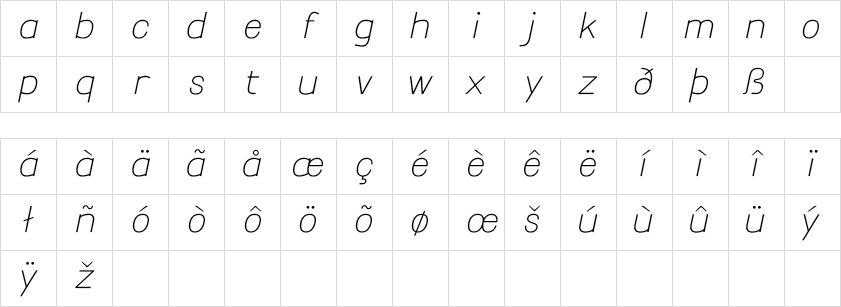 travis lowercase Thin Italic
