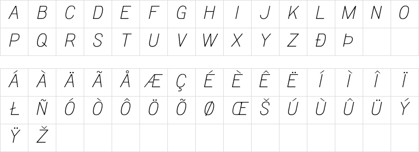 travis uppercase Thin Italic